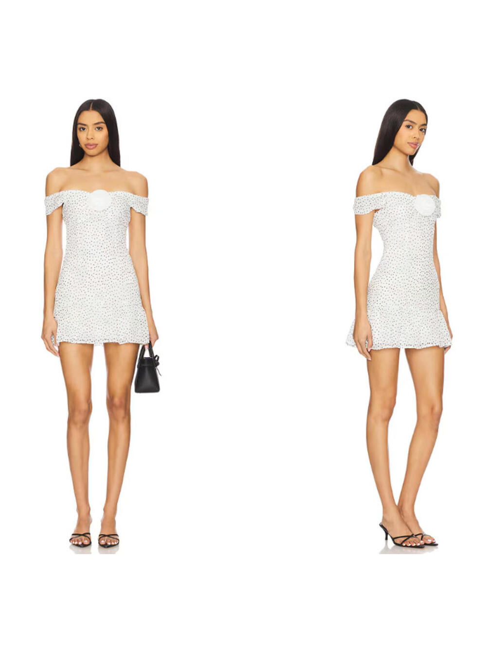 REVOLVE more to come Serena Mini Dress white Black Polka Dot  size S NWT $72msrp